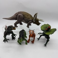 Jurassic World Dinosaur Figure Lot Triceratops Dilophosaurus Mattel Action Toys