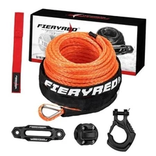  3/16inch 50FT 8500LBS Synthetic Winch Rope Cable Kit with 3/16inx50ft Orange