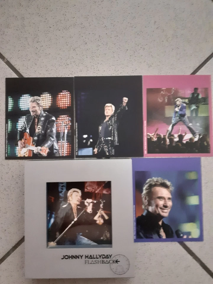JOHNNY HALLYDAY 1 sous verre en acier avec 5 cartes photos recto verseau 2006 - Photo 1/1