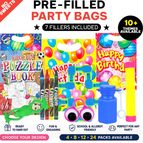 Pre Filled Party Bags Kids Birthday Party Bags Ready Filled Choose Design 4-24