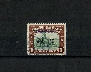 NORTH BORNEO JAPANESE OCCUPATION WAR TAX 1c VIOLET CHOP USED