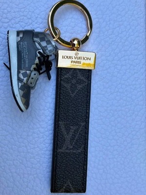 Louis Vuitton Black Gold Monogram Key Holder Leather Keychain With Shoe Charm