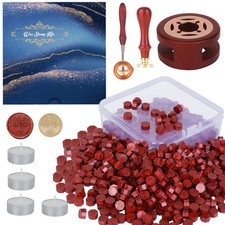 Wax Seal Stamp Kit - 357Pc Set with Wax Beads, Seal Stamp, Warmer, Spoon, Candle