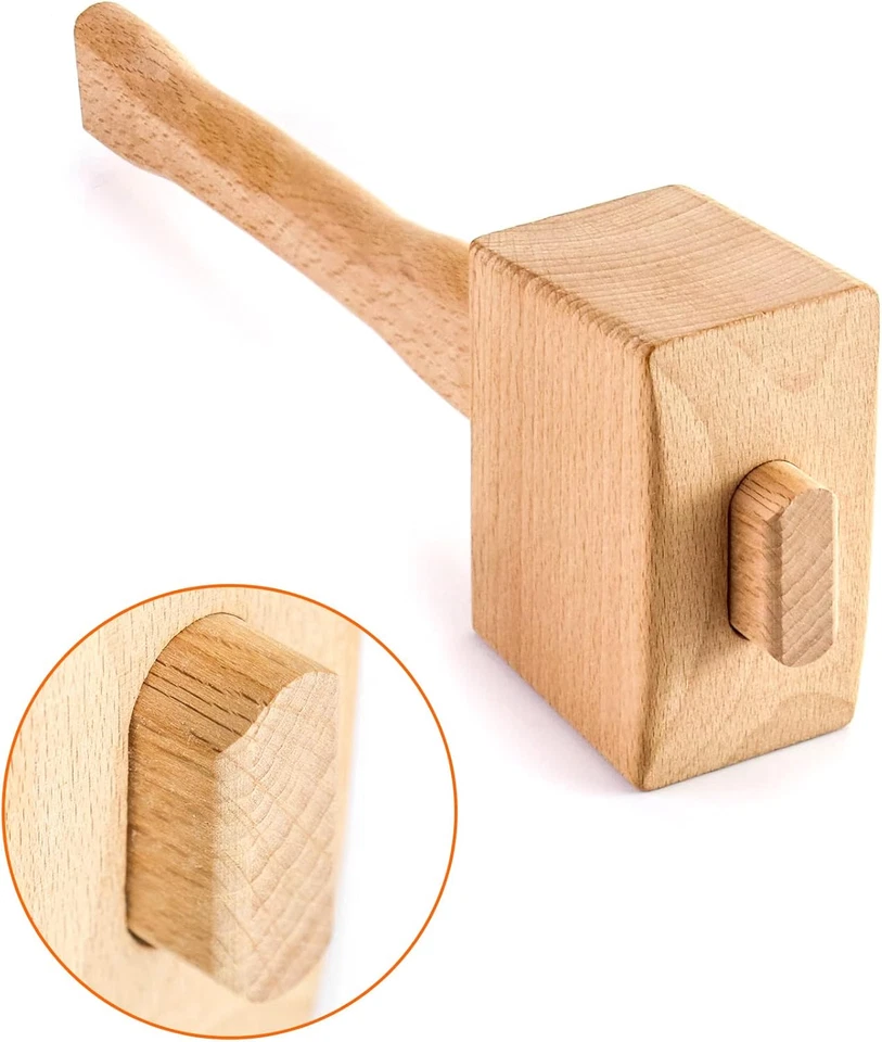 QWORK Mazo de Madera, 9.5" Manual Martillo de Hielo Mazo Haya Madera de Carpintero Maciza Ha Foto 4 de 4
