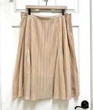Anthropologie Maeve Size L Ambra Gold Pleated Midi Skirt Nude Metallic Shimmer