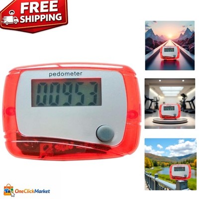 Lightweight Red Fitness Tracker: Pedometer for Steps, Distance, and Calories