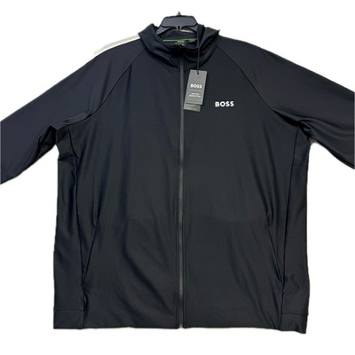BOSS Men Full Zip Performance Hoodie Black 3XT $278 Matteo Berrettini Collab NWT