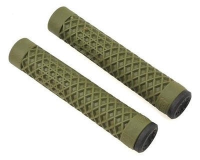 Cult Vans open end BMX flangeless bicycle grips with bar ends 150mm ARMY GREEN