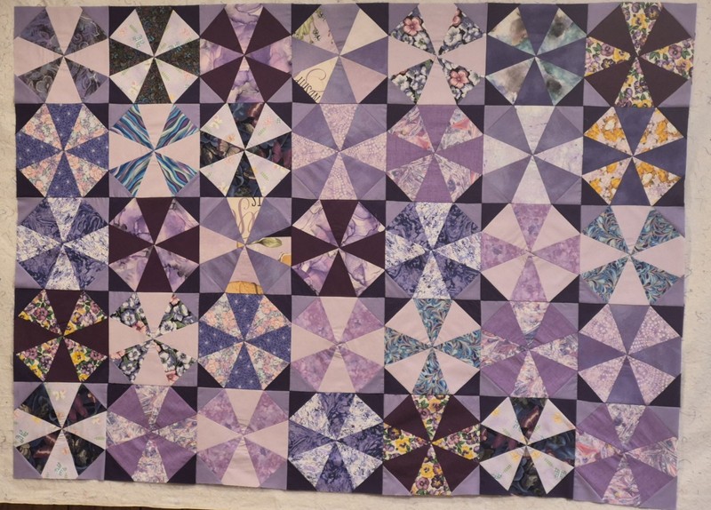 Purple Beauties In A Kaleidoscope Unfinished Quilt Top