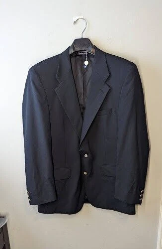 Giacca blazer uomo vintage Burberry's nero oro 2 bottoni 47L cappotto sportivo