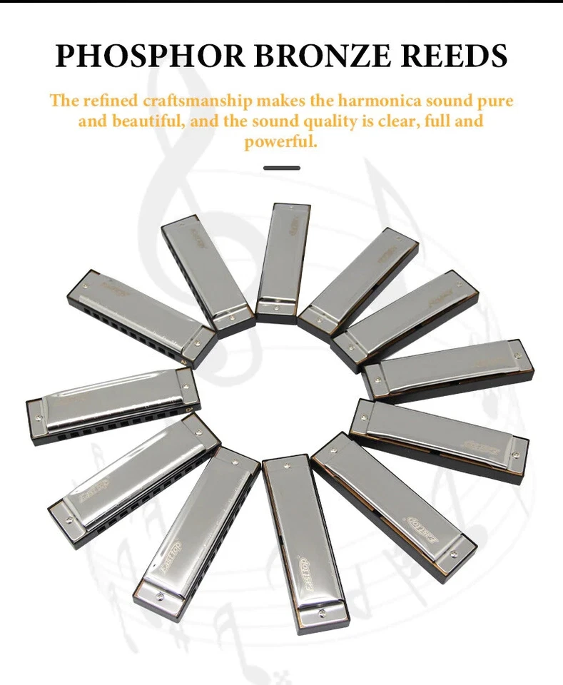 EASTTOP T10-3-12 10Hole Diatonic Blues Harmonica Set of 12 keys Mouth Organ set - Image 3 of 4