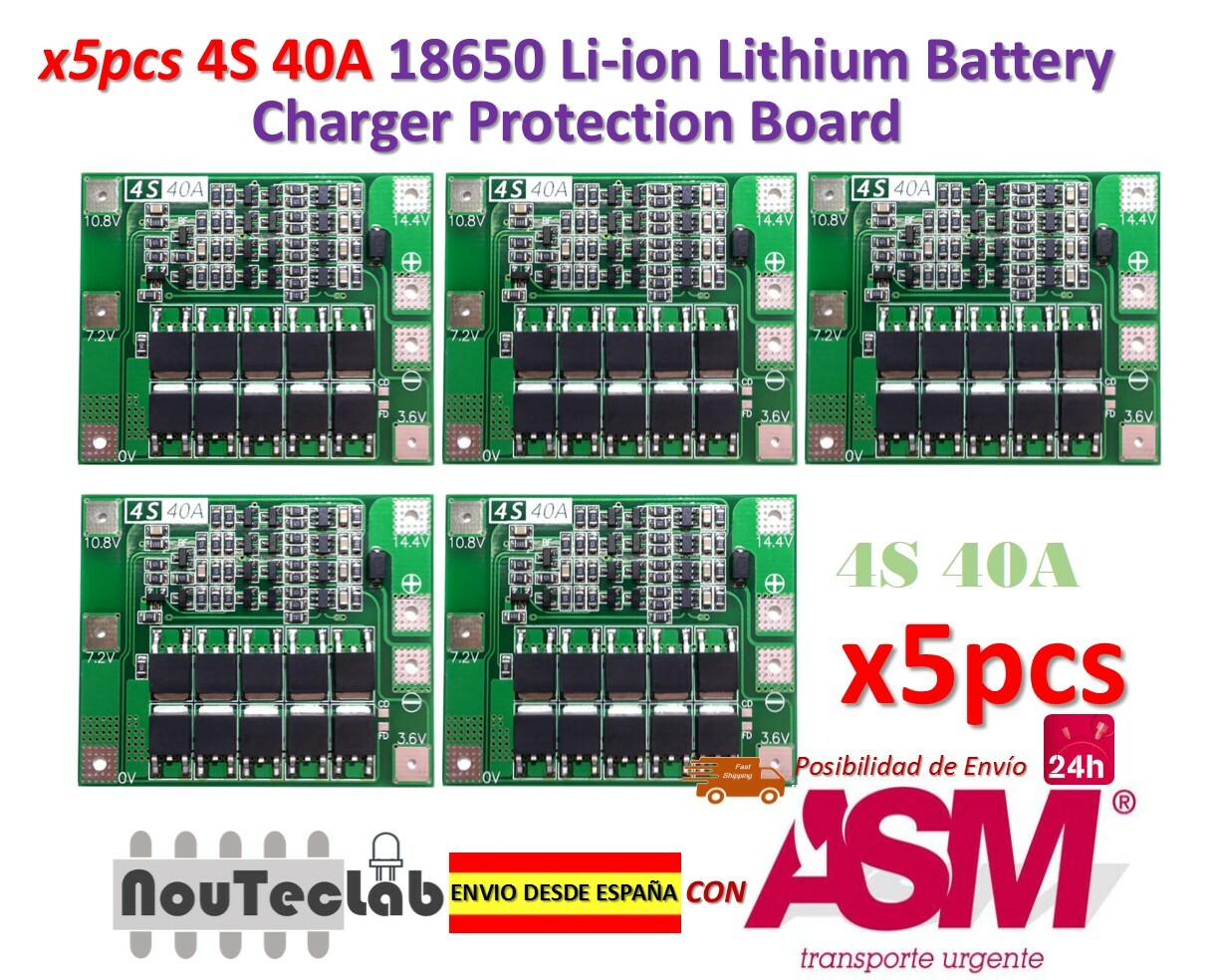 5pcs 4S 40A 14.8V 16.8V 18650 Lithium Battery Protection Board Bms PCB