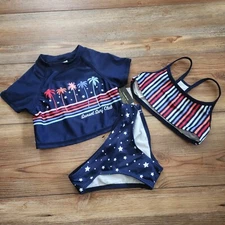 Art Class Rashguard Swimsuit Girls XS Navy Blue NEW 