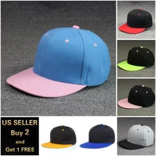 TwoTone Snapback Hats Flat Baseball Cap Trucker Solid Plain Blank Men Adjustable