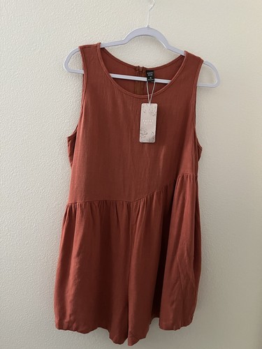 Emery Rose Rust Shortalls Romper Zip Back With Pockets New With Tags