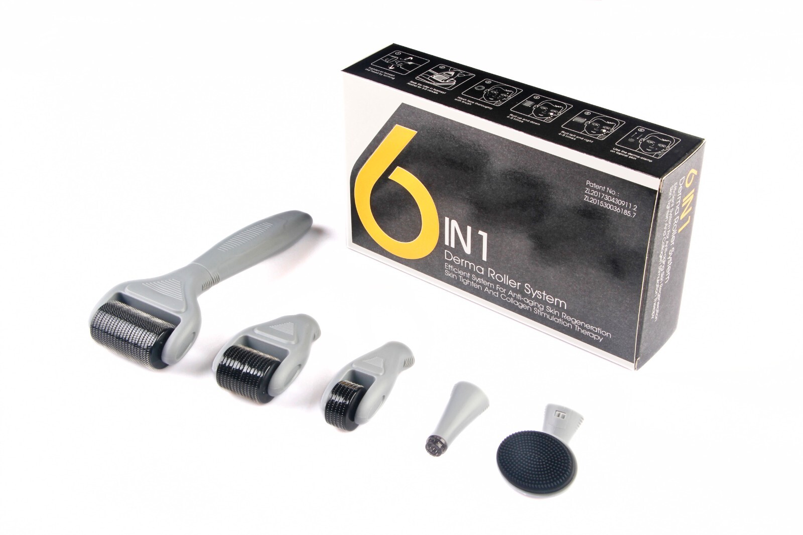 6 in 1 Derma Roller Skincare Kit Titanium Micro Needle Roller for Face and Body