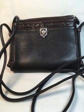 BRIGHTON Borsa a tracolla in pelle nera e marrone (lotto T)