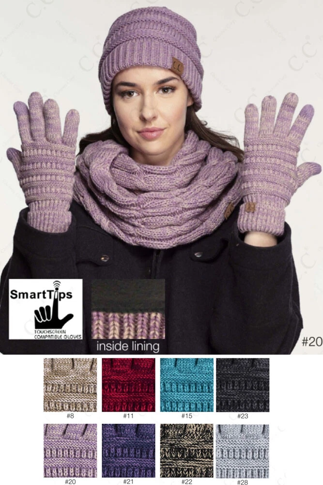 ScarvesMe C.C Women's Fleece Lined Knit Cuff Winter Thic Multi Color Soft Gloves