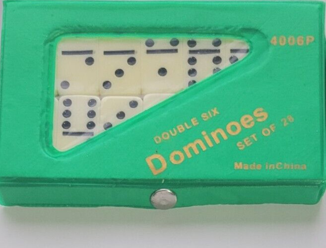 Double Six Dominoes Game Mini Set of 28 Travel Size is 1 1/2″X3/4″X1/4″