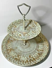Stangl Pottery Antique Gold 2 Tier Tidbit Tray Serving Plate Platter 22Kt