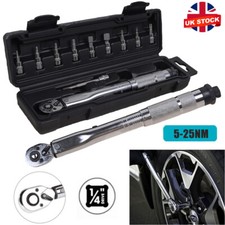 1/4" 5-25Nm Bicycle Bike Torque Wrench Allen Keys Repair Tool Socket Set Kit UK