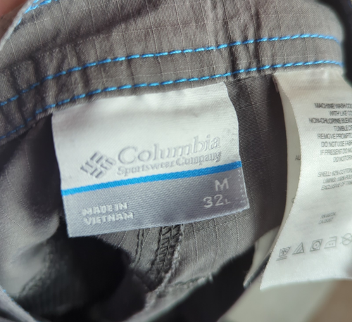 Pantalone Columbia Uomo 32x28 Grigio Cargo Convertibile Pantaloncini Ripstop Nylon - Foto 10 di 14