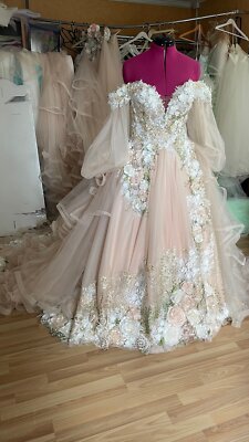 Off shoulder Fairy Wedding Dresses Lace-up Cubic Floral Tulle Bridal Gowns | eBay Off shoulder Fairy Wedding Dresses Lace-up Cubic Floral Tulle Bridal Gowns | eBay