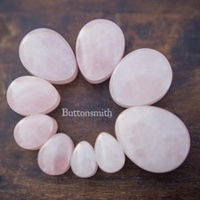 Pair of Teardrop Pink Rose Natural Quartz Stone Plugs gauges ear 2g - 1" 10sizes