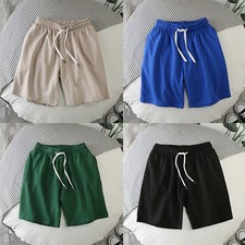 Mens Plain Drawstring Sweat Shorts Casual Gym Running Jogging Casual Short Pants