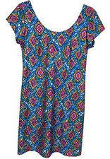 Kaeli Smith Floral Short Sleeve Shift Dress Size Large UPF 50+ Multicolored USA