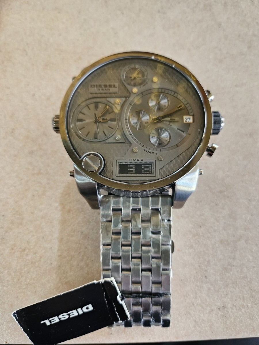 Diesel Big Daddy Smoke-Tone Dial SS Chronograph Quartz Mens Watch