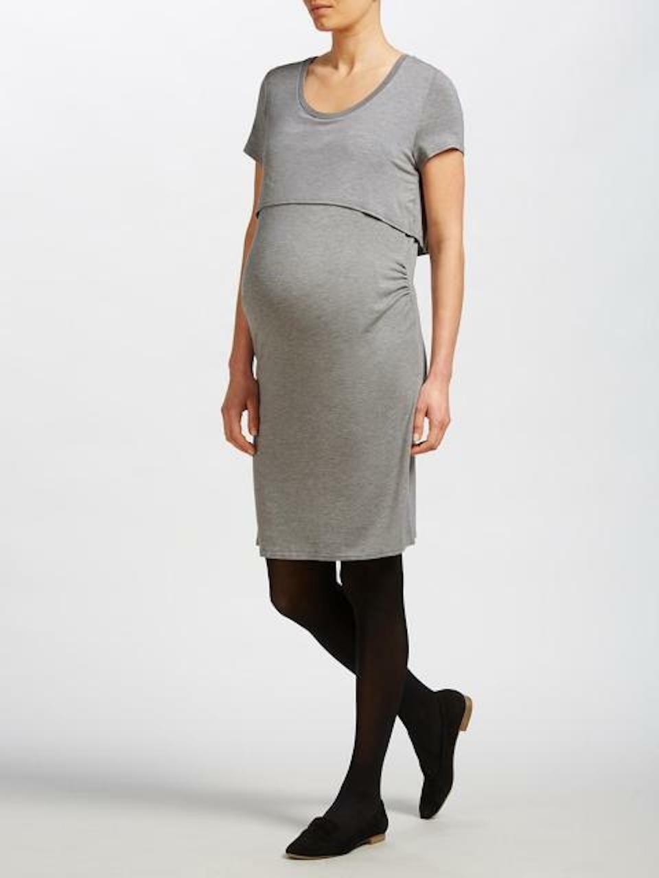 MAMALICIOUS Grey Melange Maternity CAGE Jersey DRESS Med NEW