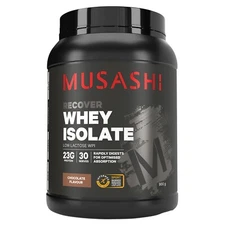 New Musashi Recover Whey Protein Isolate Chocolate 900G Low Lactose WPI