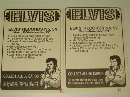 10 x Elvis Presley Sammelkarte (Trading Card) Boxcar 1978 Elvis Facts - Bild 11 von 11