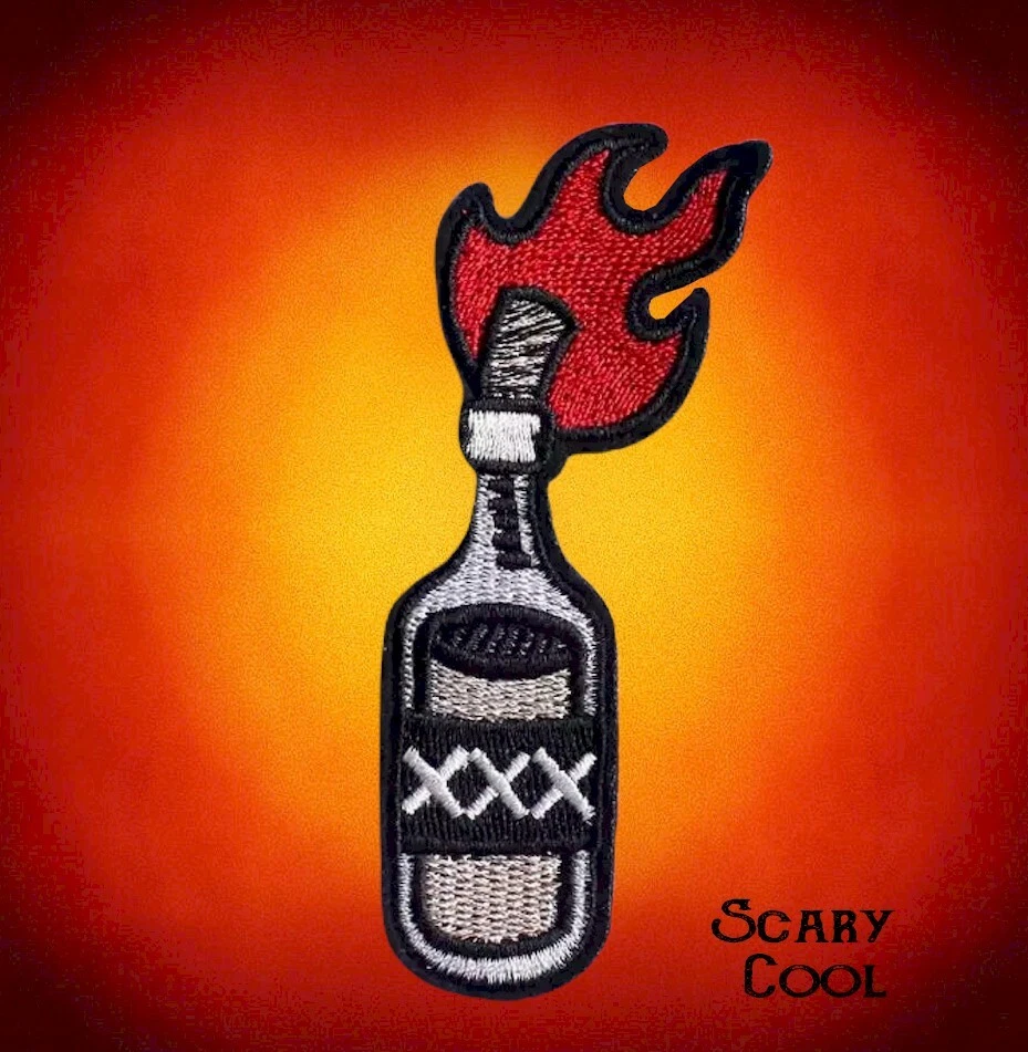 New Molotov Cocktail Bottle XXX Embroidered Gothic Biker Iron On Patch |  eBay