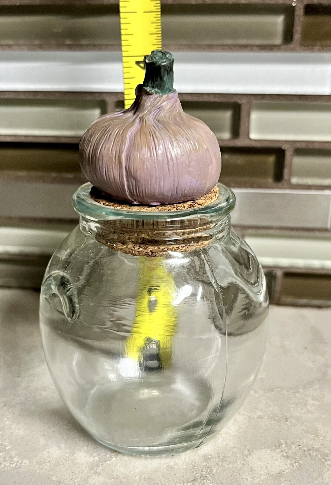 GLASS SPICE JAR Vegetables Tops RETRO Kitchen Vintage Onion **See Description***
