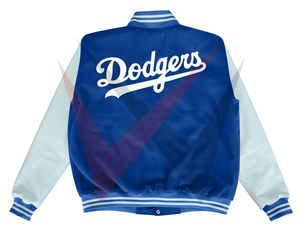 LA Dodgers Varsity Jacket white leather sleeves with blue wool by IW