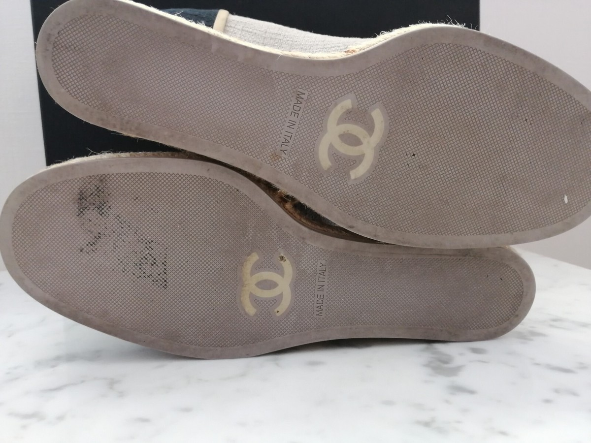 Chanel Espadrille Plateform Cap Toe Heels Pumps Shoes FR 36