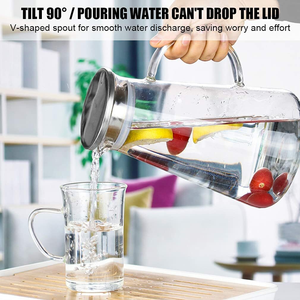 1,8 Liter Glaskaraffe Mit Holzdeckel - Hitze- Und Kältebeständig Bis 150°C