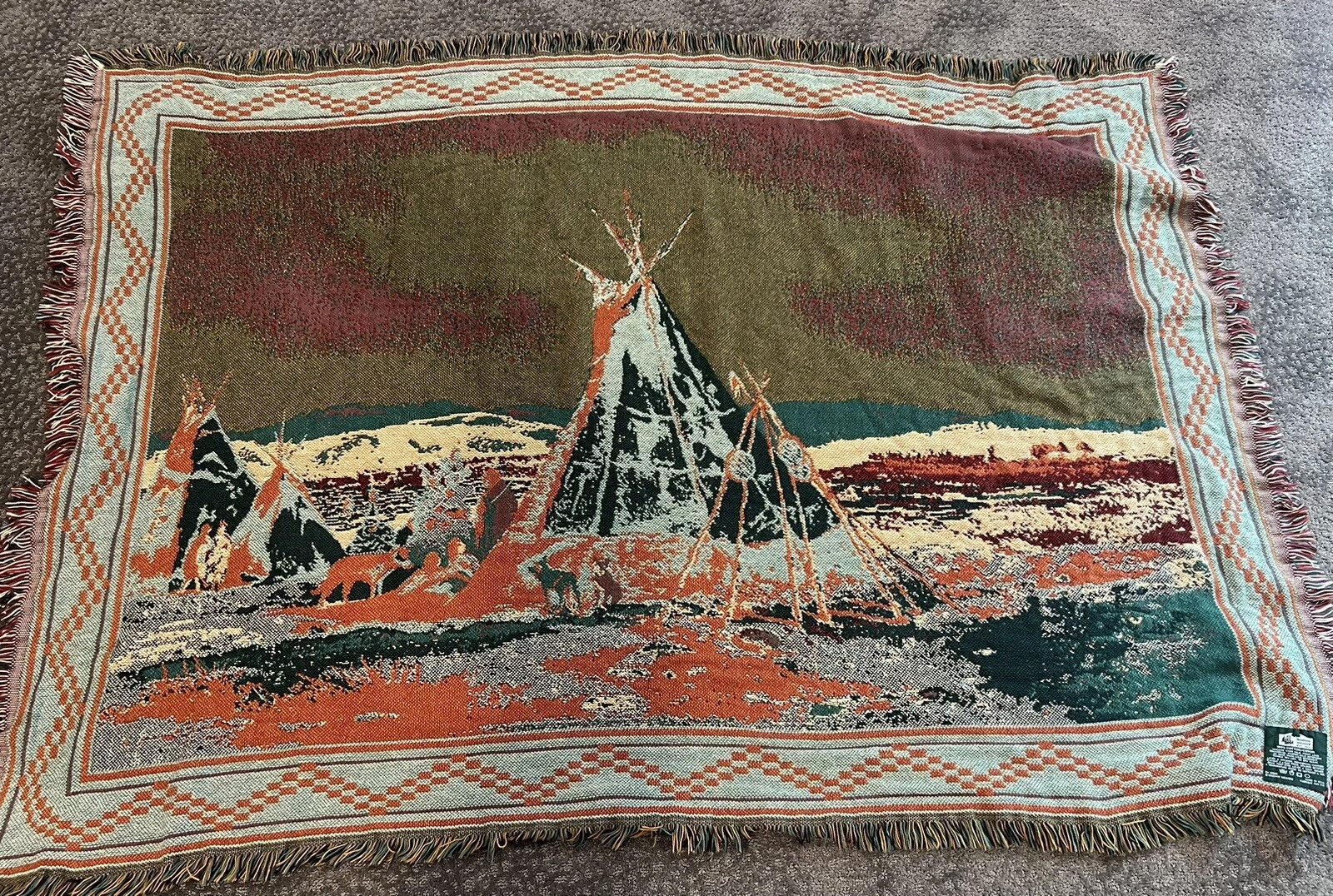 Goodwin Weavers Throw Blanket Native American Southwestern Teepee 67 x 49