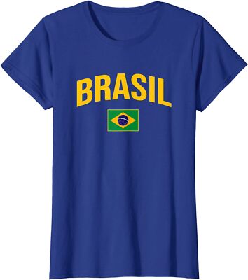 Brasil Flag of Brazil Classic Brazil Soccer Football Ladies' Crewneck T