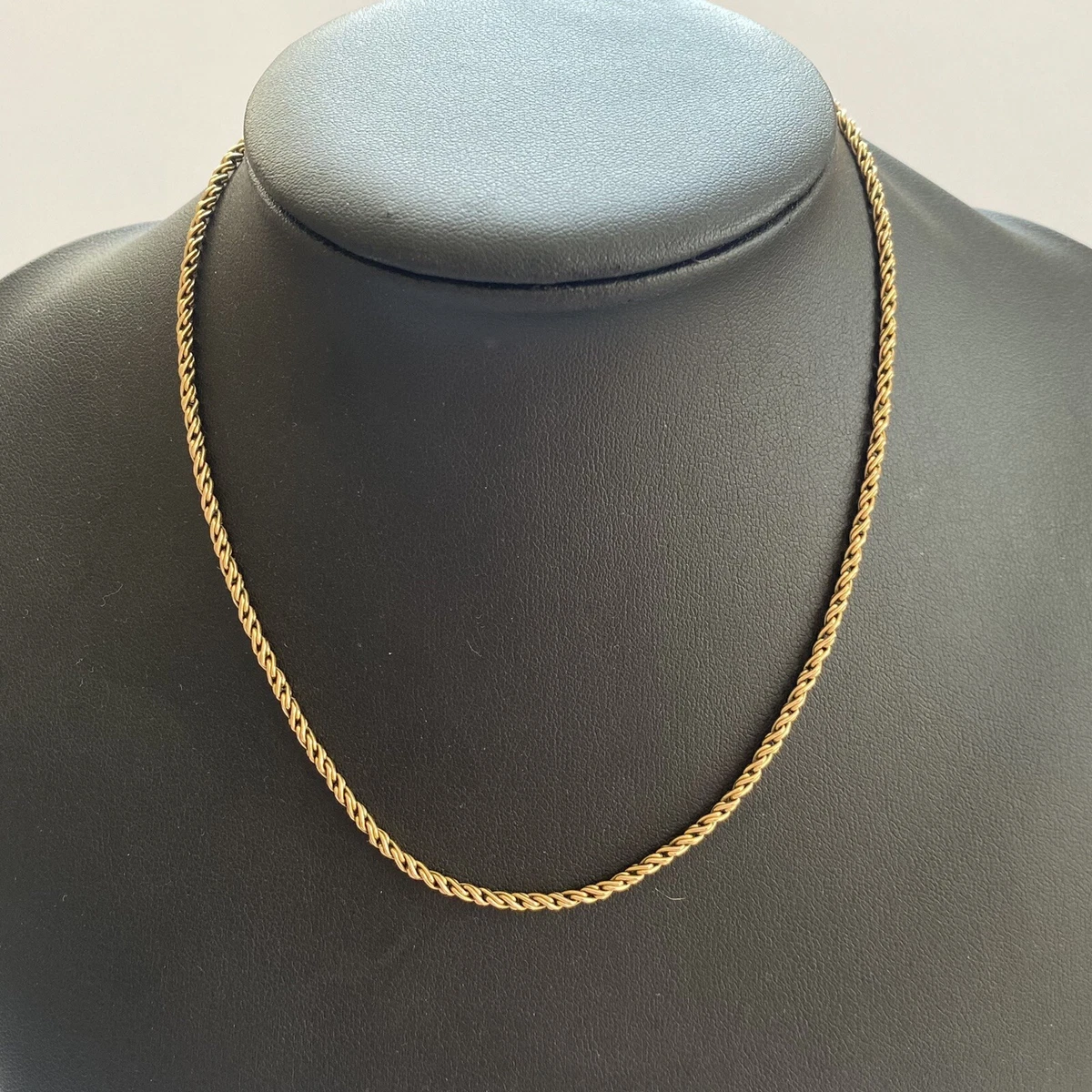 9ct Gold Rope Chain Necklace 8.84g 2mm Vintage Solid Link 9k 375 Hallmarked 15