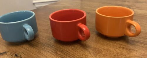 Pier 1 Rainbow Multicolor Stacking Ceramic Coffee Mug Cups with Stand Set of 6 - Picture 17 of 22