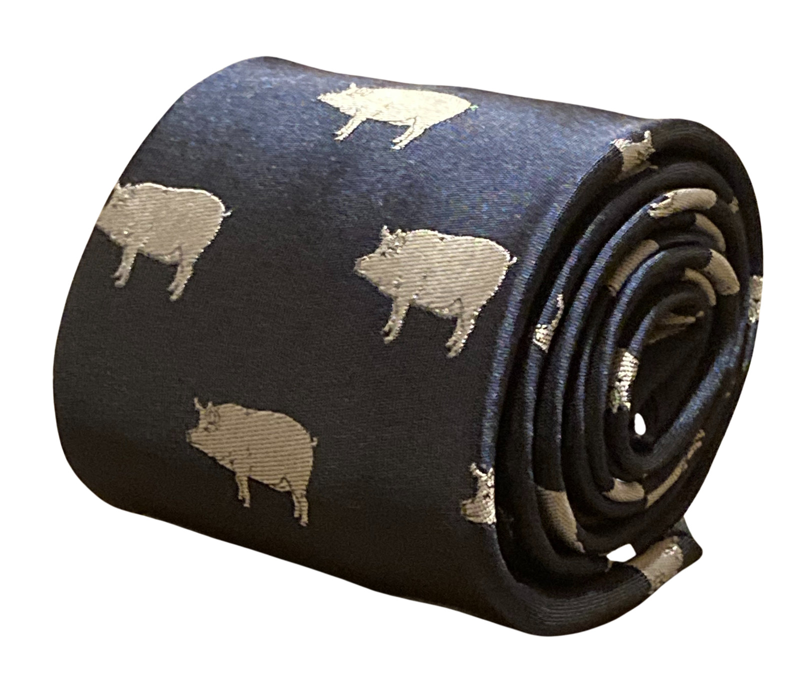 Frederick Thomas Diseñador Men-S Corbata Oscuro Azul Marino Cerdo Silueta