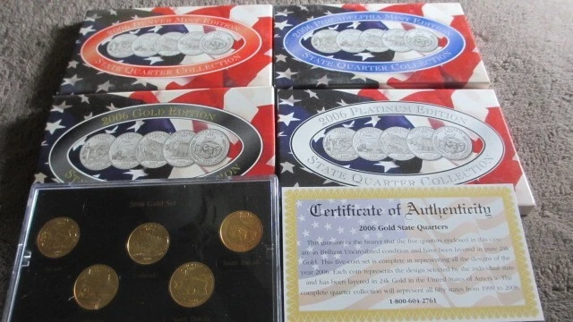 2006 State Quarter Set Collection Gold, Platinum, Philadelphia , & Denver - Image 2 of 2