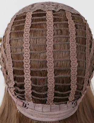 Perruque Synthétique Longue Bouclée Brun Doré - Bonnet Dentelle 4x2, Neuve