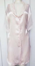 Vtg Intimate Concepts by Terry Russo Pink Satin Sheer Chiffon Negligee Sz Medium