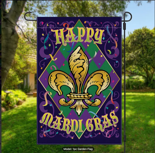 Bandera de jardín festiva Fleur-de-Lis Mardi Gras UNA CARA, 18x12 pulgadas, gran regalo - Imagen 6 de 8