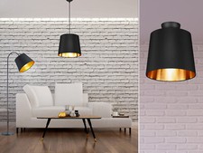 Designklassiker mit Stoff Schwarz Gold hängend für über ESSTISCHlampen Esszimmer