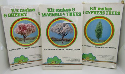 Bachmann Scenic Products Model Railroad Tree Kit Lot - Cherry, Magnolia, Cypress
